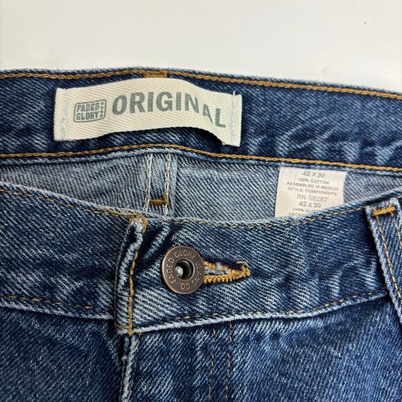 Faded Glory Original Straight Leg Men's size 42x30 Dark Wash Blue Denim jeans - Picture 3 of 5